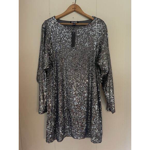 Steve Madden Revolve Ginger Dress Silver Sequin Party Shift Dress 8 NWT - Picture 8 of 8